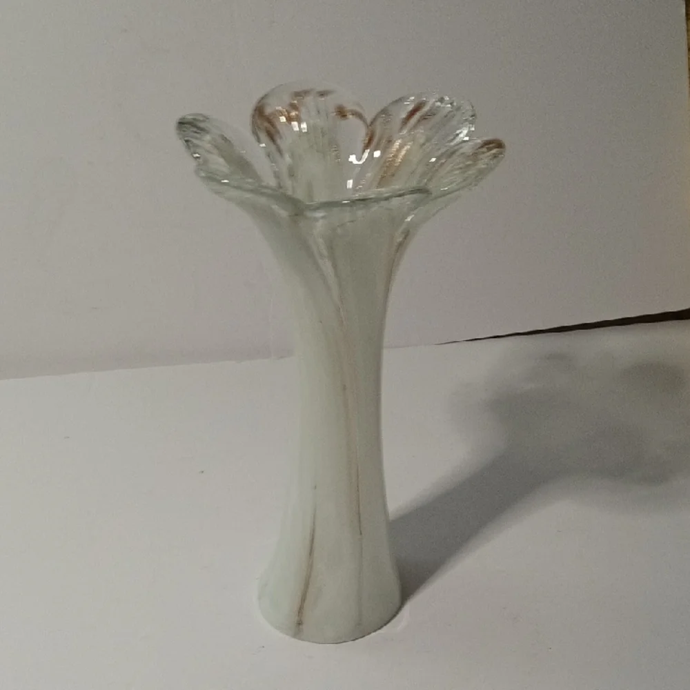 Murano Vintage Swung Glass Vase with Fluted Design
